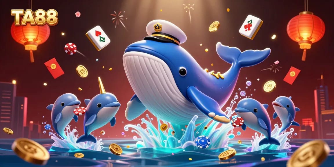 Engage in TA88 casino action with a whimsical underwater scene full of vibrant characters and rich gambling elements.