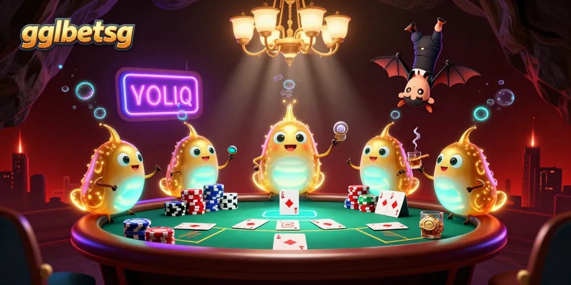 gglbetsg lights up a vibrant casino scene featuring glowworms and poker excitement.