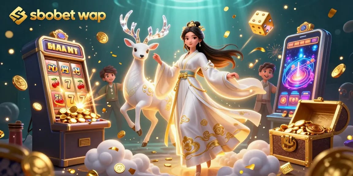 Engage in sbobet wap mobile betting with vibrant casino elements in a stunning 3D illustration.