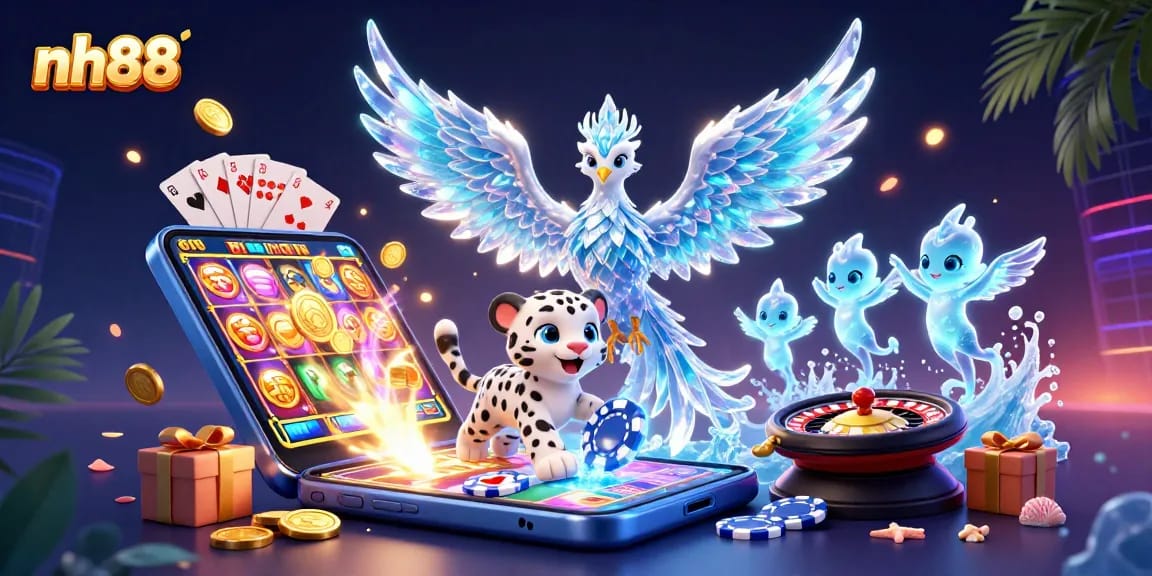 Experience thrilling gaming adventures at nh88 with striking visuals of 3D casino elements and captivating characters.
