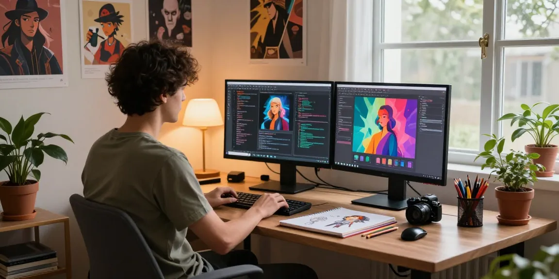 Creating NSFW AI content in a cozy workspace with vibrant atmosphere