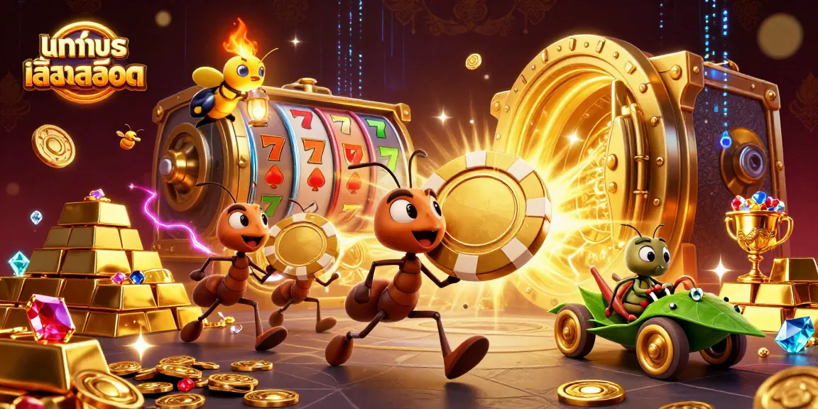 Test your strategies with ทดลองเล่นสล็อต as 3D ants heist dynamic casino scene.