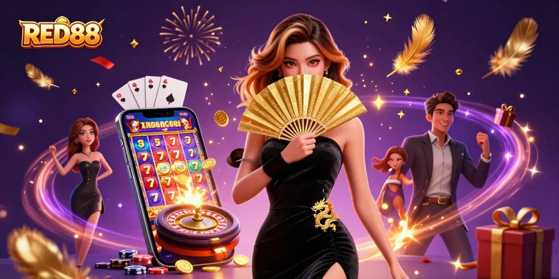 Engage with the RED88 online casino experience through vibrant slot games and festive energy.
