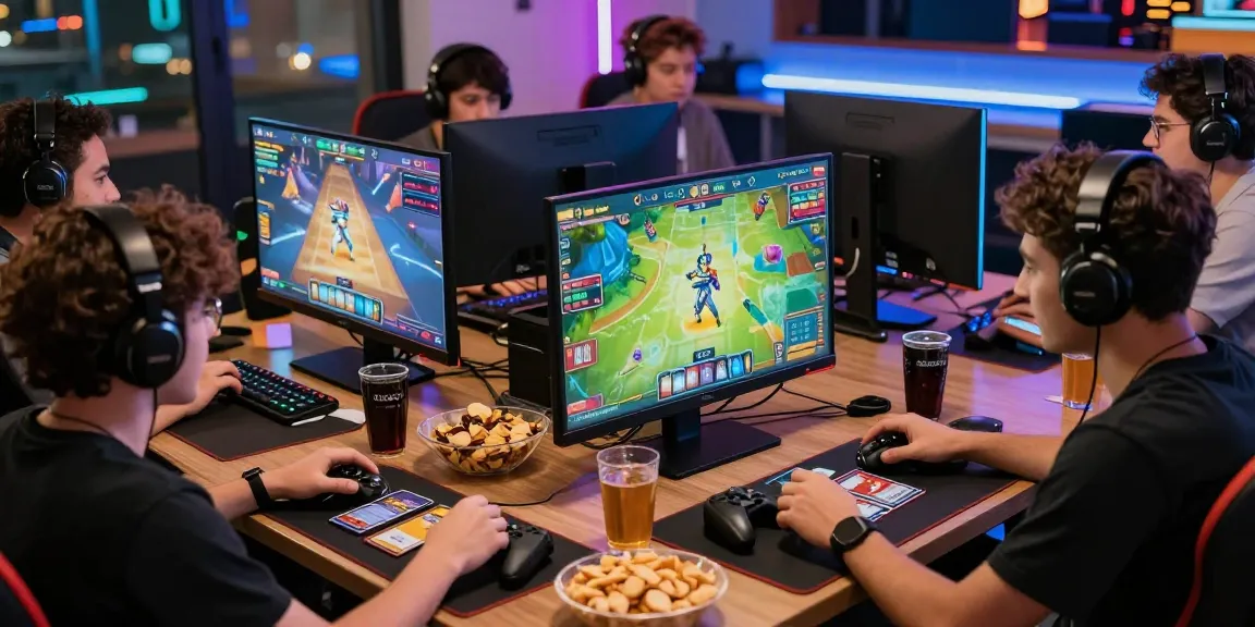 Exciting gaming group enjoying gamebaidoithuong.is in a lively atmosphere.