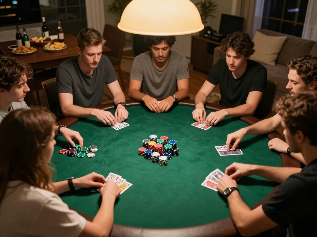 Players engaging in a thrilling poker game at home, showcasing dynamic gameplay and competitive spirit at 3win.