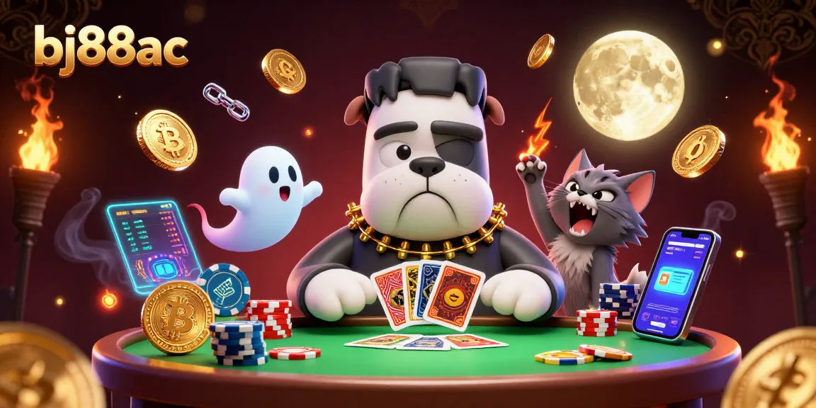 Engage with bj88ac at a vibrant online casino table featuring a cartoon bulldog and more.