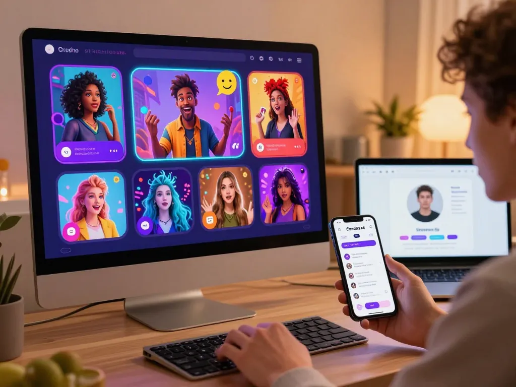 Engaging free ai sex chat interaction on Crushon AI platform with vibrant avatars and fantasy settings.