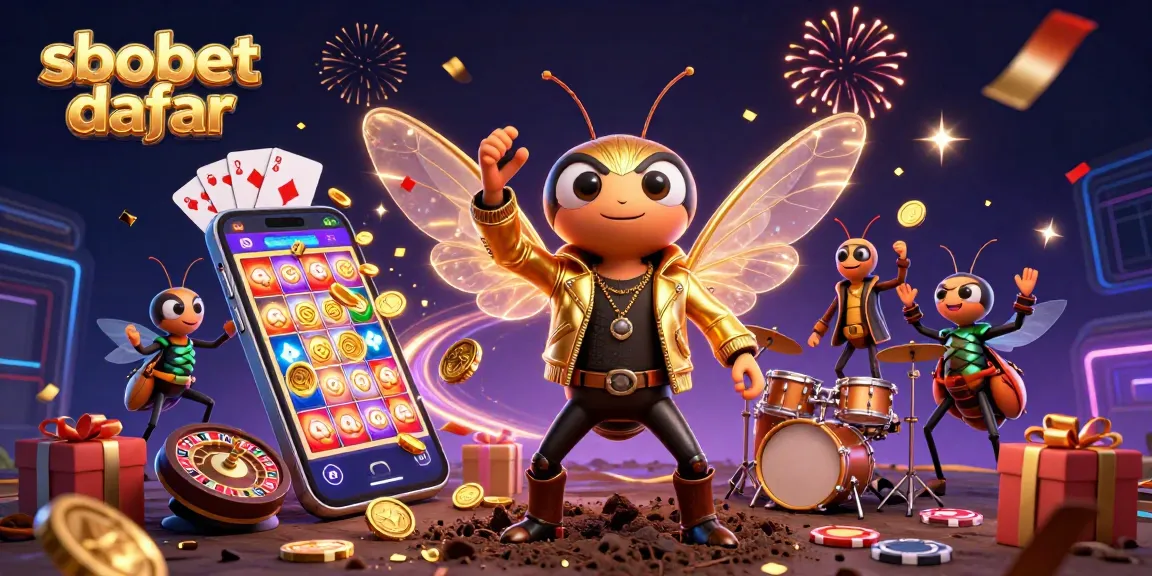 Experience sbobet daftar with vibrant visuals of a dynamic casino scene featuring a rock star and exciting games