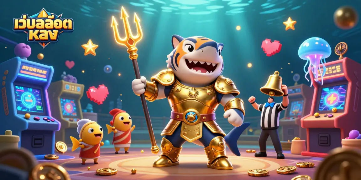 Experience เว็บสล็อตตรง excitement with colorful 3D casino elements in a vibrant underwater scene.
