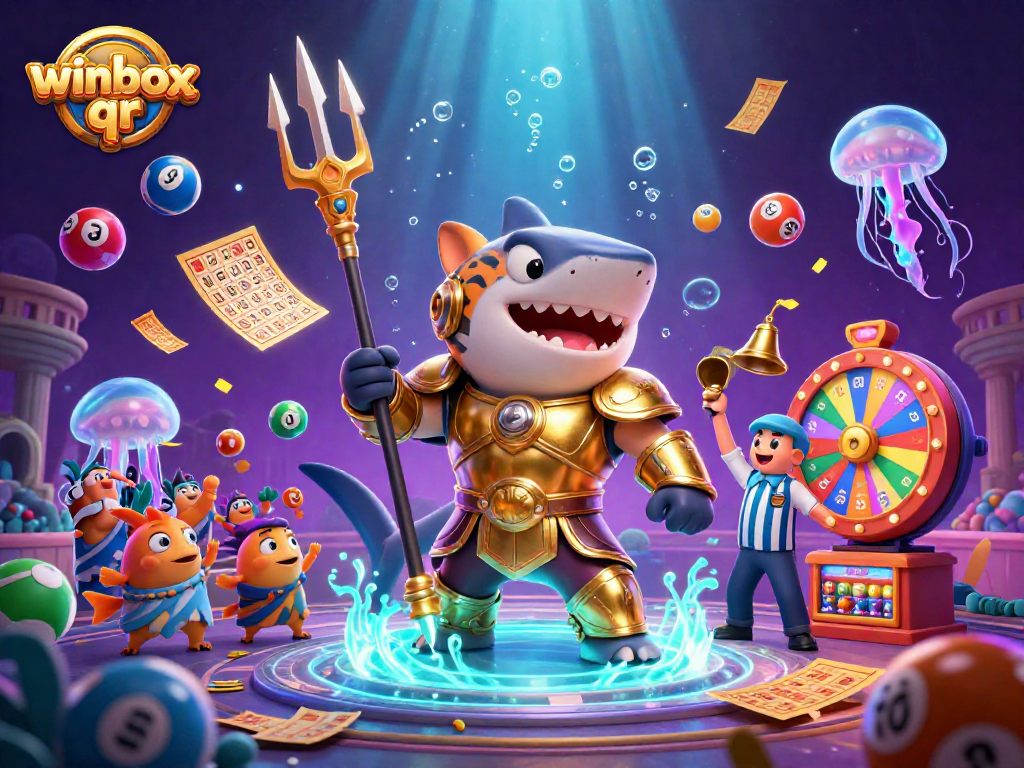 Engage with winbox qr in an exciting underwater gambling scene featuring vibrant lottery elements.