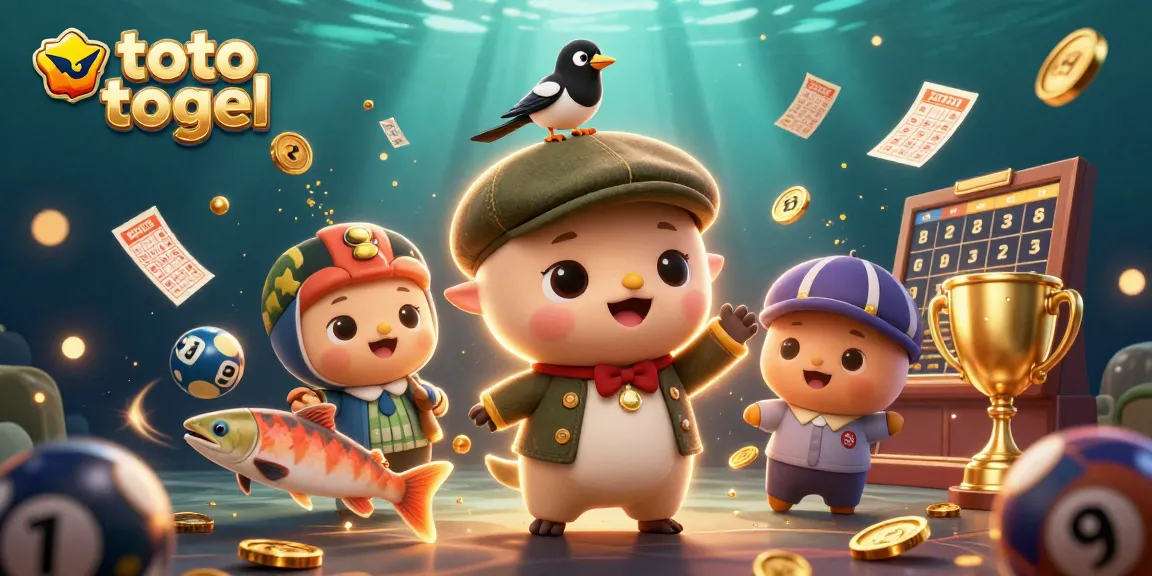 Engage with toto togel in a playful 3D scene illustrating lottery elements and charming characters.