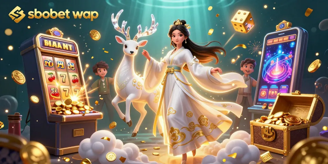 Engage in sbobet wap mobile betting with vibrant casino elements in a stunning 3D illustration.