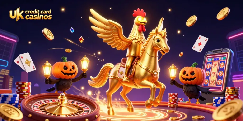 Experience thrilling gameplay at uk credit card casinos with dynamic scenes of gold coins and vibrant slot reels.