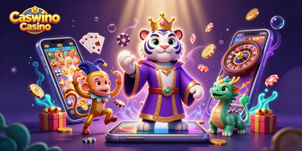 Experience the excitement of Caswino Casino with vibrant characters and dynamic gaming elements.