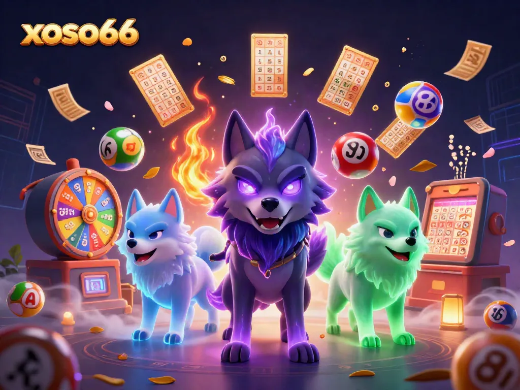 Engage with xoso66's vibrant lottery experience, featuring dynamic characters and colorful elements promoting excitement.