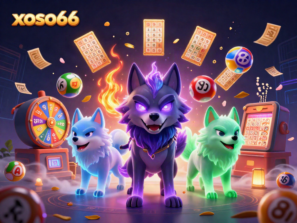 Engage with xoso66's vibrant lottery experience, featuring dynamic characters and colorful elements promoting excitement.