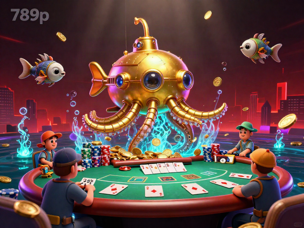Engage with the thrilling world of 789p as you dive into casino games surrounded by golden coins and poker elements.