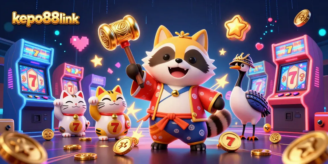 Engage with the dynamic world of kepo88link through vibrant cartoon characters in a lively gaming scene.