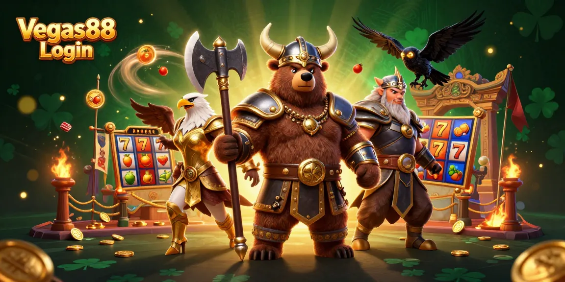Engage with Vegas88 Login and unlock thrilling slot games in a vibrant 3D casino scene.