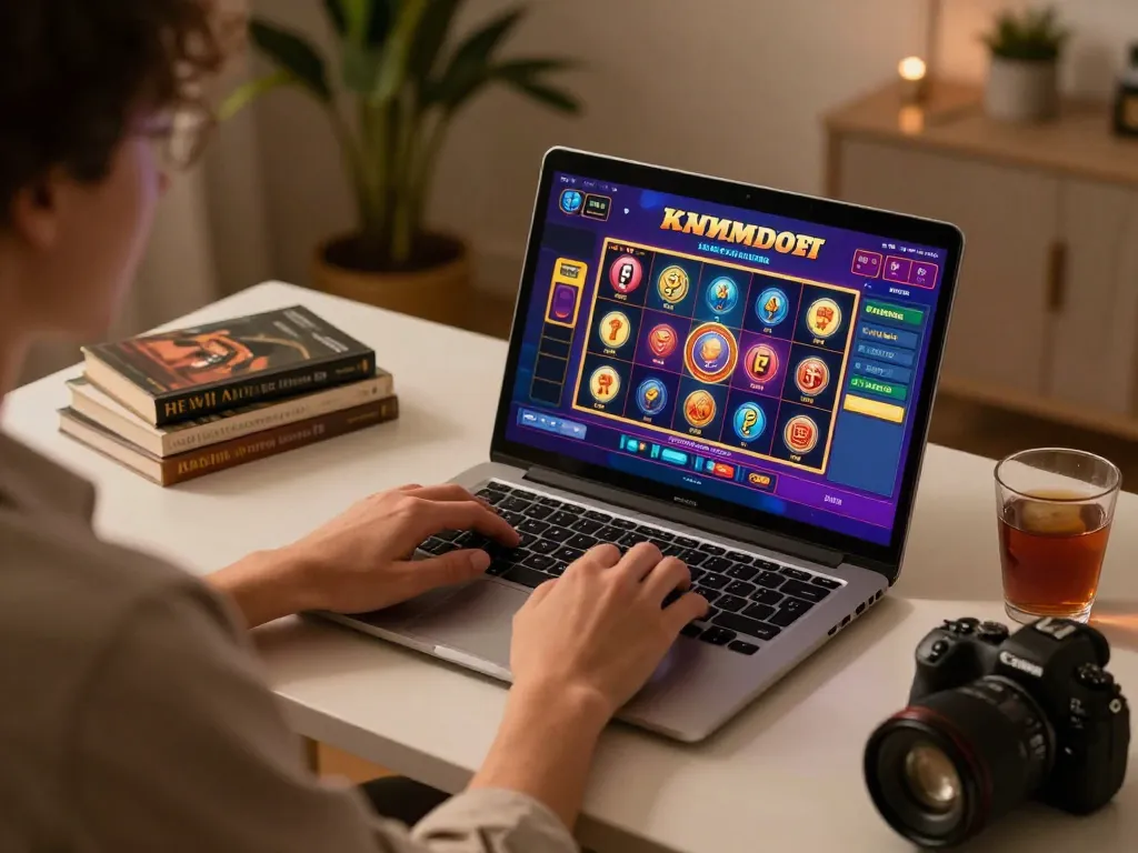 Permainan online Ulat123 yang menarik dengan layar slot yang cerah dan lingkungan rumah yang nyaman.
