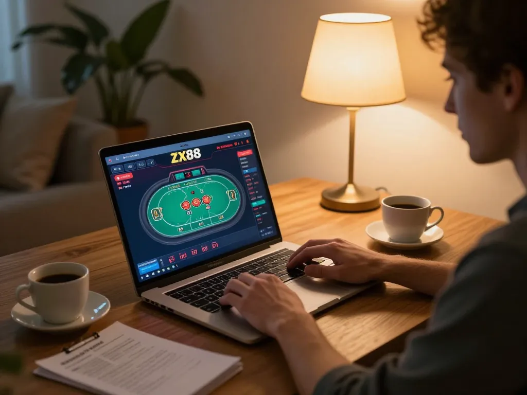 Play poker on ZX88 casino gaming platform from a cozy home setup