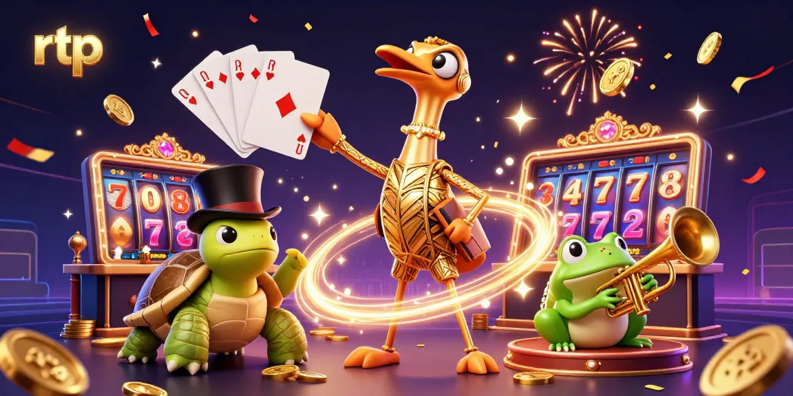 Experience RTP excitement with a vibrant 3D casino scene filled with lively characters and dynamic slot machines.