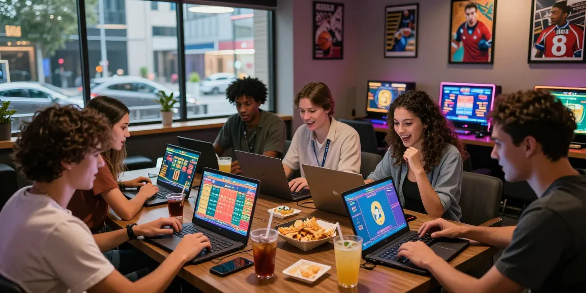 Friends enjoying pakde4d online togel gaming in a vibrant lounge.