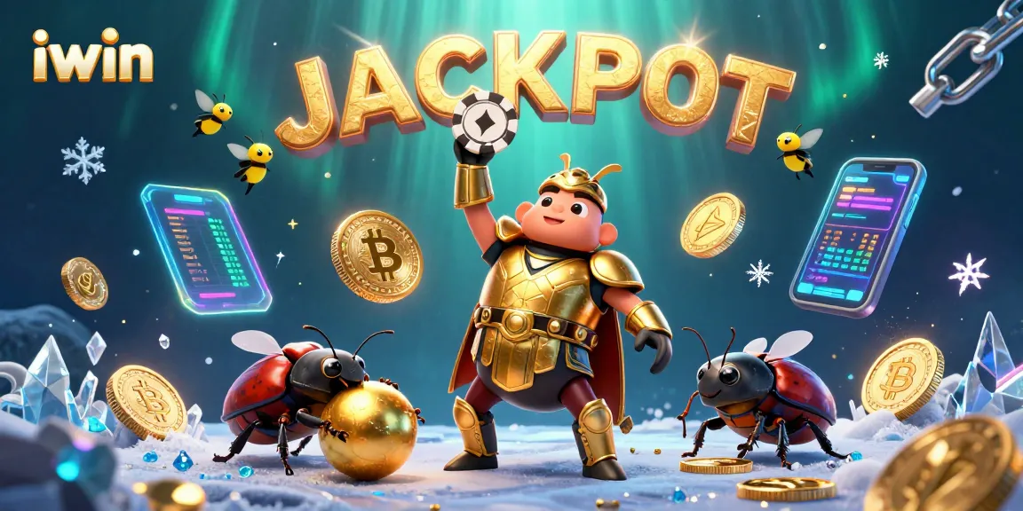 Play to win at iwin casino with vibrant 3D beetles in action, showcasing jackpot excitement and crypto rewards.