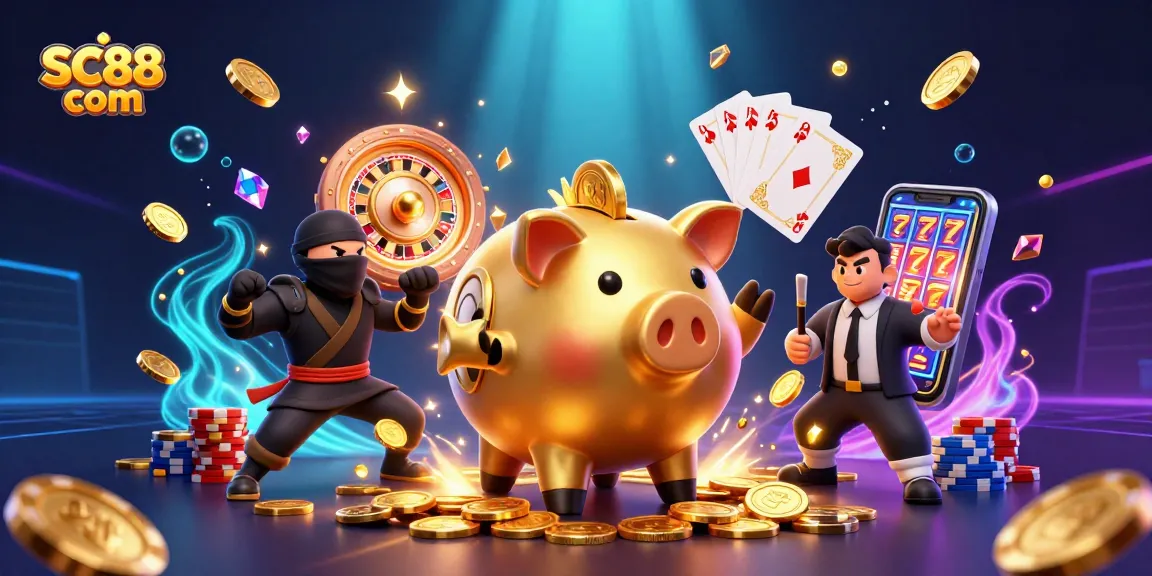 Experience the excitement at SC88 com with dynamic casino illustrations featuring vibrant characters and action!