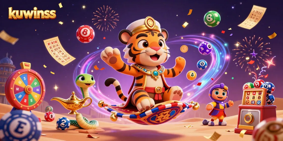 Kuwinss brings exciting lottery action with a vibrant scene of a tiger sultan and magical elements.
