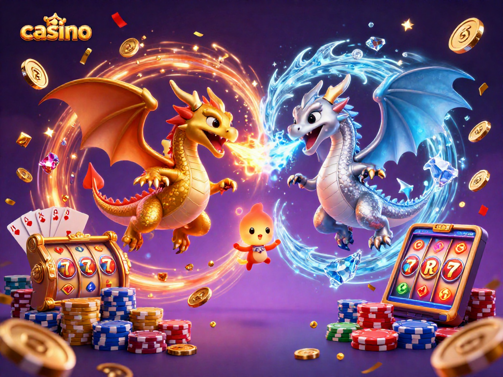 Experience thrilling casino action with golden dragons and slot games featuring high RTP opportunities.