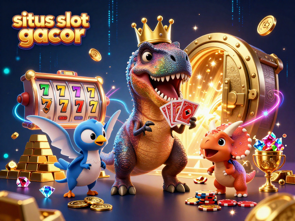 Experience thrilling moments in situs slot gacor with enchanting casino-themed characters and gold treasures.