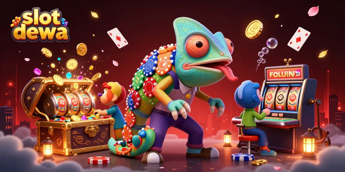 Menangkan slot dewa dengan slot mesin berwarna-warni dan harta karun koin emas dalam ilustrasi menarik.