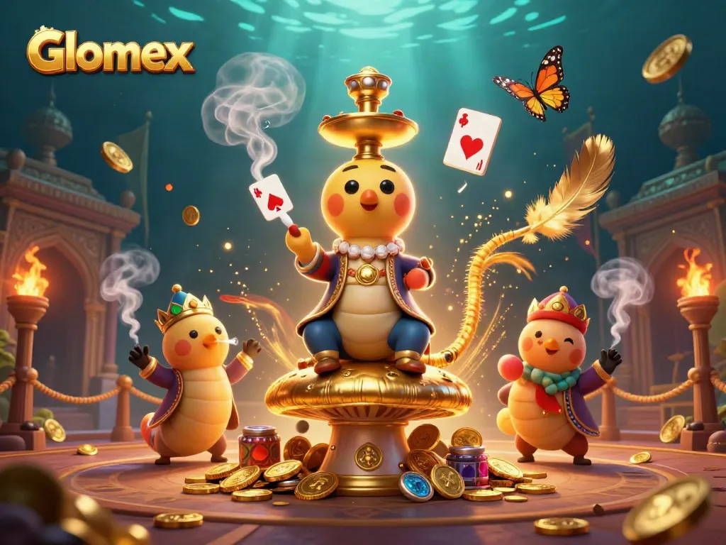 Glomex leads gamers into an exciting world with poker-themed mystical elements in an enchanting scene.