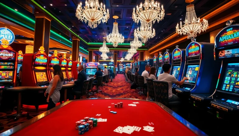Winning on slot online apiraja88 amid a glamorous casino backdrop