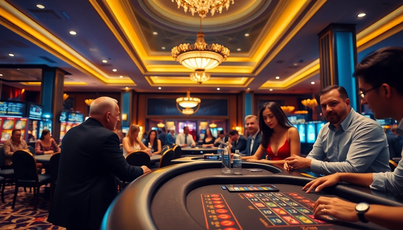 에볼루션 카지노 게임을 즐기는 다양한 플레이어의 활기찬 장면을 담은 사진