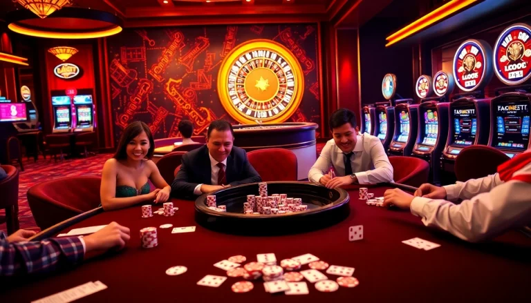 Players enjoying a high-stakes game at a luxury casino table highlighting viral4d excitement and energy.
