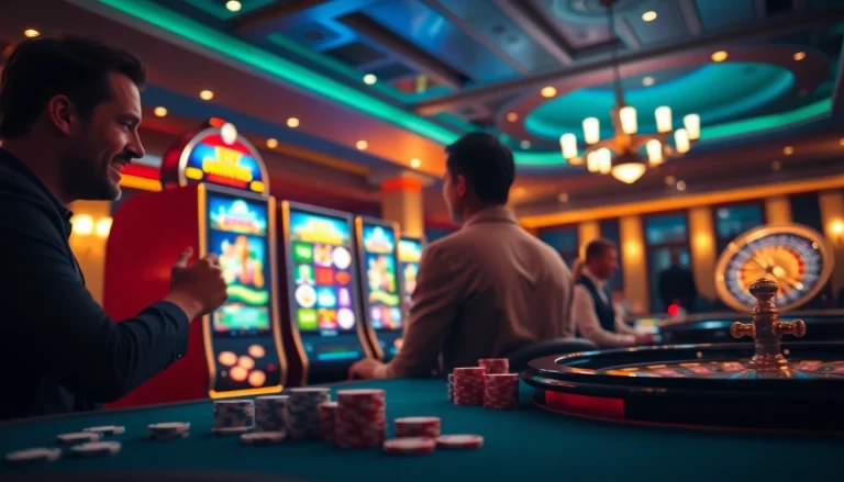 Engage with slots777 in an exciting casino environment full of vibrant slot machines and eager players.